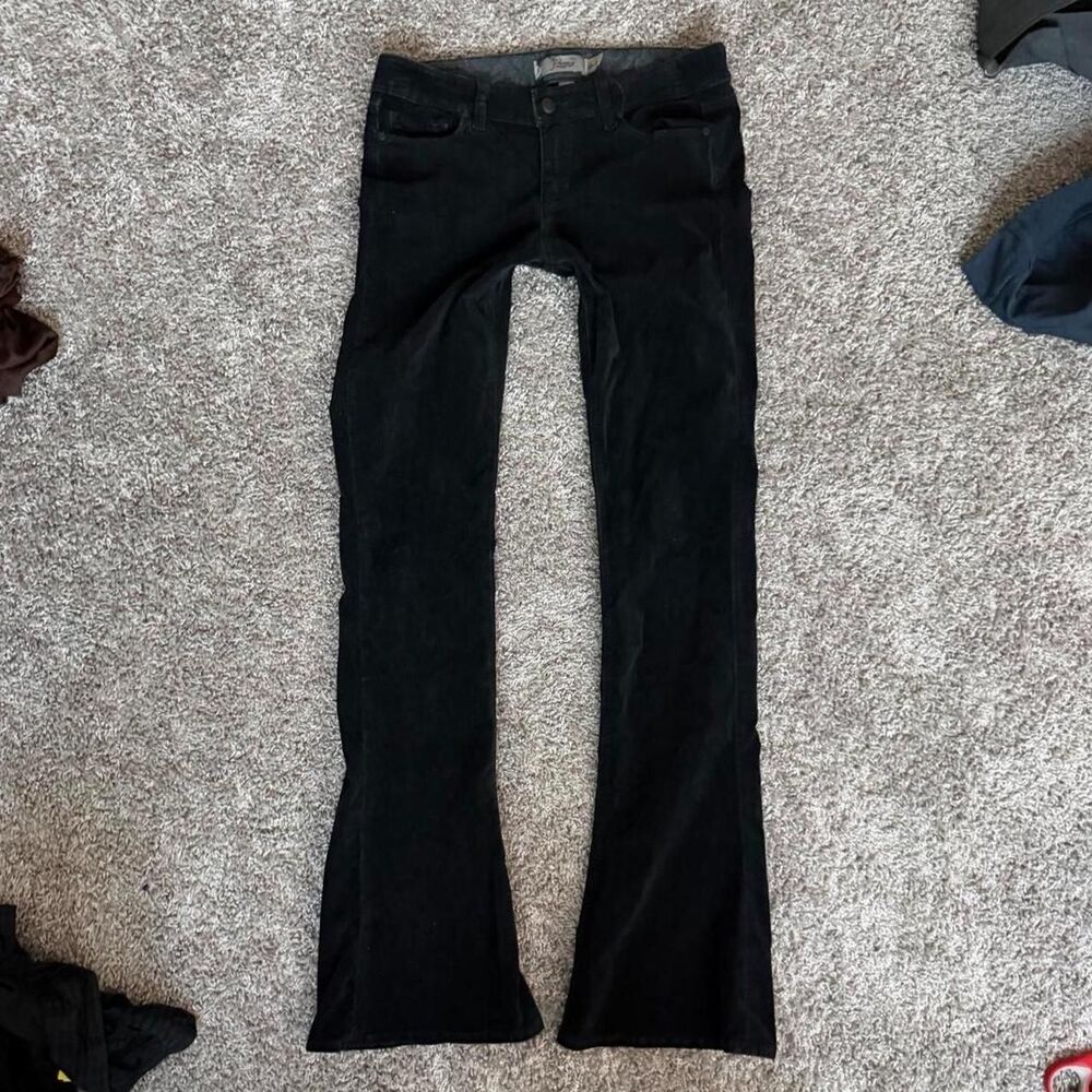 Paige “Low Low” Black Corduroy Low Rise Flare Jeans
